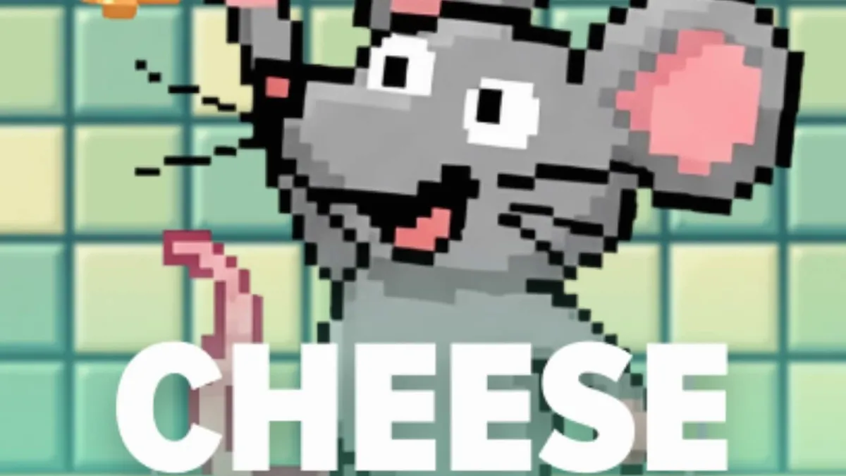 O ratinho protagonista de Cheese Chase em uma cozinha retro de 8-bits