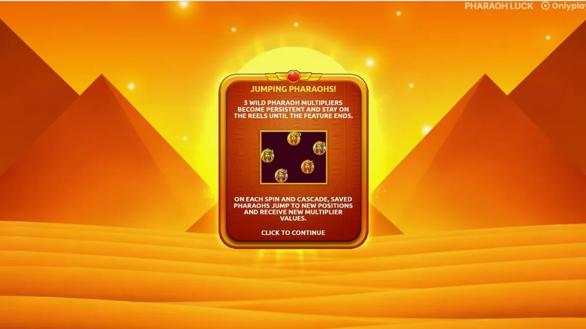 Interface do slot Pharaoh Luck com símbolos egípcios e grade 5x5